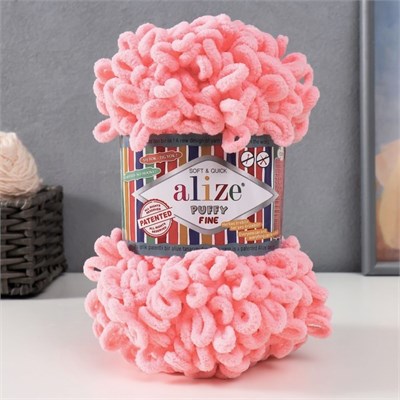 Пряжа Alize Puffy Fine 100% микрополиэстер 100г/14м №638 Детский розовый 458 - фото 10411
