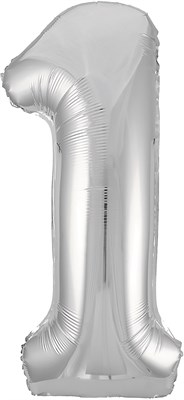 Шар фольгированный Цифра 1 16"(40см)  Цв.серебро  16836 - фото 10457