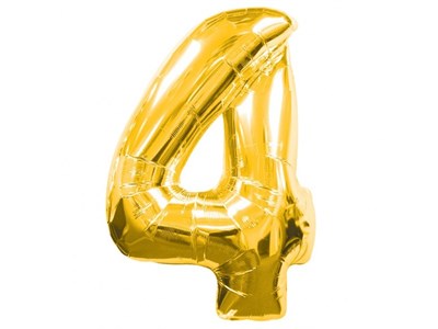 Шар фольгированный Цифра 4 16"(40см)  Цв.золото  19289 - фото 10465