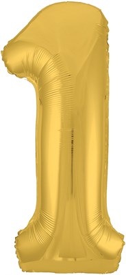 Шар фольгированный Цифра 1 16"(40см)  Цв.золото  16851 - фото 10468