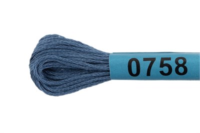 Нитки д/вышивания "Gamma" мулине 100% хлопок 8м №0758 серо-синий 21742 - фото 10855