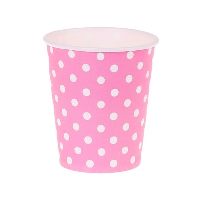 Н-р одноразовых стаканов 10шт, цв. розовый в белый горох - фото 15710