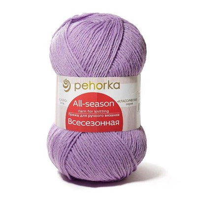 Пехорка Всесезонная 25%Шерсть/30%Хлопок/45%Акрил 100гр/320м 389-Св.Фиалка 16076 - фото 16003