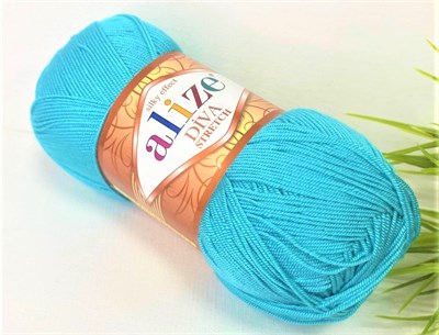 Пряжа Alize Diva stretch 8% эластик/92% микрофибра 100гр, цв.376 Бирюза 104975 - фото 16422