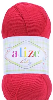 Пряжа Alize Diva Baby 100% микрофибра 100гр, цв.56 Красный - фото 16439