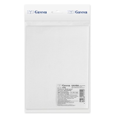 Канва K16 "Gamma" Aida №16 100% хлопок 50*50см белый 20658 - фото 16591
