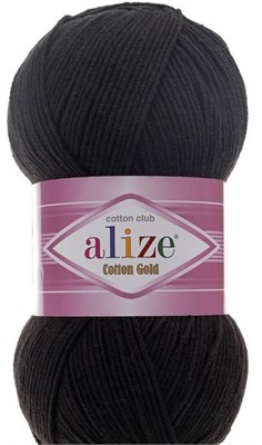 Пряжа Alize cotton gold 55% хлопок/45% акрил №60 черный 106414 - фото 18165