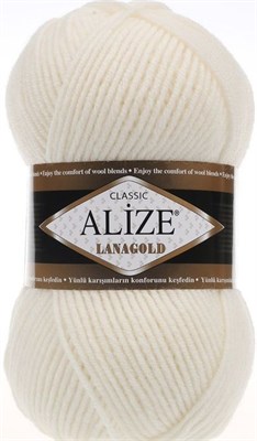 Пряжа Alize lanagold classic 51% акрил/49% шерсть 100гр №62 Молочный 106312 - фото 18414