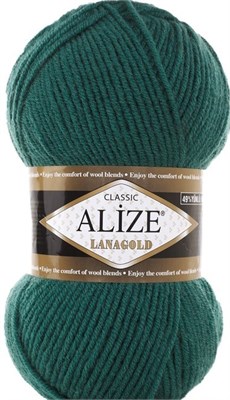 Пряжа Alize lanagold classic 51% акрил/49% шерсть 100гр №507 Т.зеленый 106301 - фото 18577