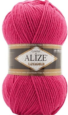 Пряжа Alize lanagold classic 51% акрил/49% шерсть 100гр №798 Яр.розовый 106314 - фото 18579