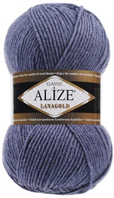 Пряжа Alize lanagold classic 51% акрил/49% шерсть 100гр №203 Джинс.меланж 106315 - фото 18580