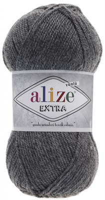 Пряжа Alize Extra 90% акрил/10% шерсть 100гр/220м №182 Т.серый меланж 106909 - фото 18755