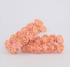 Розы 2,5см из фома с фатином, на стебельке 12шт, цв оранжевый 107301 - фото 19288