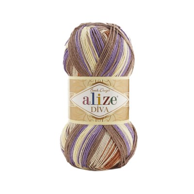 Пряжа Alize Diva Batik 100% микрофибра, 100г/350м №7391 корич/серый/фиолет/молоч 108305 - фото 20576