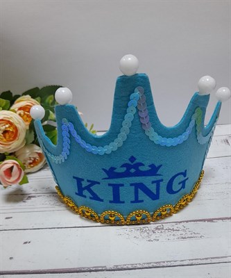 корона- ободок светящаяся King цв. голубой - фото 22465