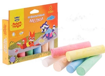 Мелки цветные д/асфальта Мульти-Пульти, 6цв, круглые 110002 - фото 22903