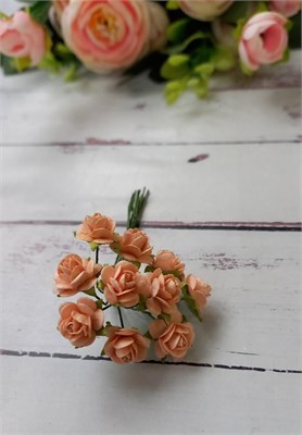 Розочки бумажные 1,2см на стебельке,персиковый уп.10шт  110588 - фото 23427