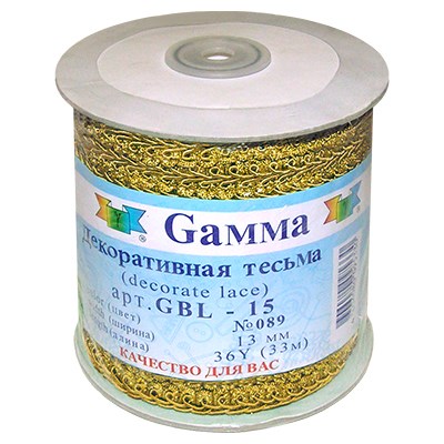 Тесьма декоративная "GAMMA" GBL-15 Булет золото, серебро  14307 - фото 24214