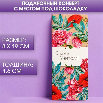 Подарочный конверт с местом под шоколадку «С днём учителя» 111103 - фото 24239