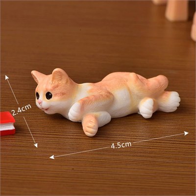 Кошка рыжая лежит мини-фигурка 2,4*4,5см 112388 - фото 25609