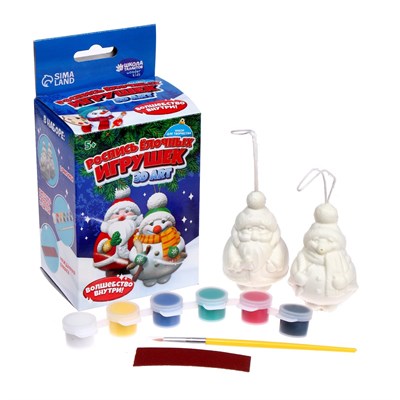 Н-р д/творчества. Роспись ёлочных игрушек «Дед Мороз и снеговик» 3D Art   - фото 26737
