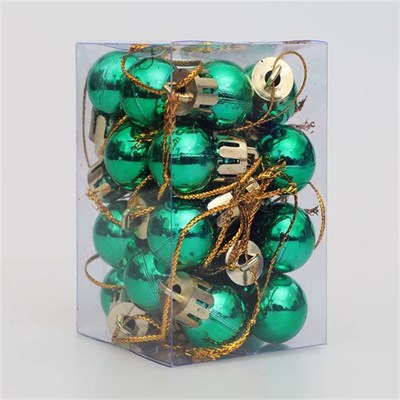 Н-р елочных шаров пластик 24шт, 2см, цвет зеленый - фото 27687