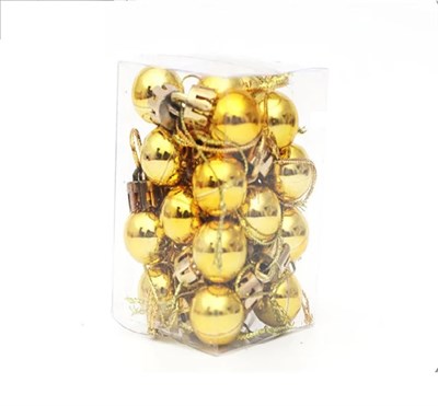 Н-р елочных шаров пластик 24шт, 2см, цвет золото - фото 27688