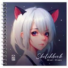 Скетчбук 60л, 150*150 MESHU "Neko", на гребне, выб лак, soft-touch, 120г/м2 114703 - фото 28562