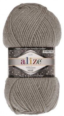 Пряжа Alize Superlana Midi 25% шерсть/75% акрил №541 Норка 114299 - фото 28601