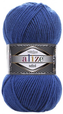 Пряжа Alize Superlana Midi 25% шерсть/75% акрил №141 Василек 114302 - фото 28603