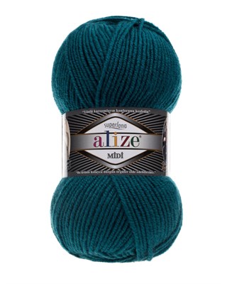Пряжа Alize Superlana Midi 25% шерсть/75% акрил №212 Петроль 114305 - фото 28606