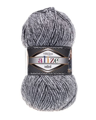 Пряжа Alize Superlana Midi 25% шерсть/75% акрил №801 Серый меланж 114307 - фото 28608