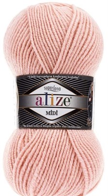 Пряжа Alize Superlana Midi 25% шерсть/75% акрил №523 Нежно-розовый 114314 - фото 28614