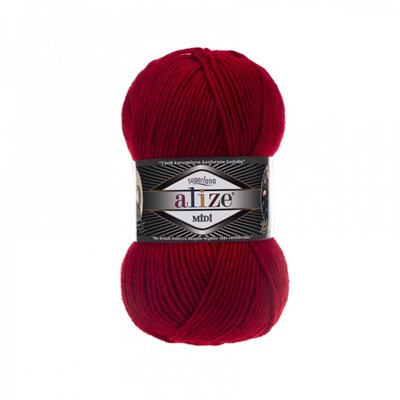 Пряжа Alize Superlana Midi 25% шерсть/75% акрил №56 Красный 114315 - фото 28615