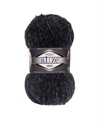 Пряжа Alize Superlana Midi 25% шерсть/75% акрил №800 Антрацитовый меланж 114326 - фото 28622