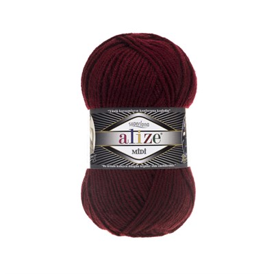 Пряжа Alize Superlana Midi 25% шерсть/75% акрил №57 Бордовый 114335 - фото 28625