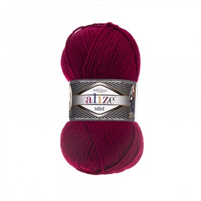 Пряжа Alize Superlana Midi 25% шерсть/75% акрил №390 Вишня 114340 - фото 28630