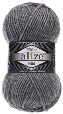 Пряжа Alize Superlana Midi 25% шерсть/75% акрил №21 Серый 114342 - фото 28632