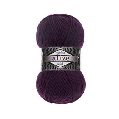 Пряжа Alize Superlana Midi 25% шерсть/75% акрил №111 Сливовый 114348 - фото 28638