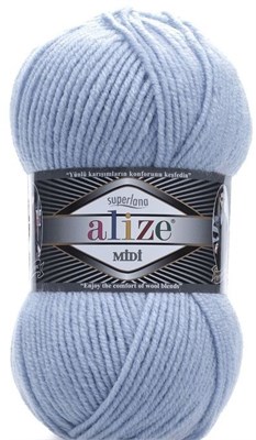 Пряжа Alize Superlana Midi 25% шерсть/75% акрил №480 Св.голубой 114359 - фото 28649