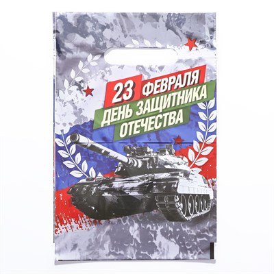 Пакет "День Защитника Отечества", полиэтилен с вырубной ручкой, 20х30см 115157 - фото 29356