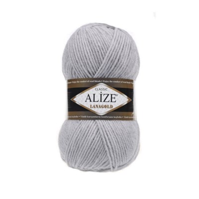 Пряжа Alize lanagold classic 51% акрил/49% шерсть 100гр №684 Пепельный 115515 - фото 29800