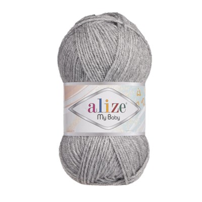 Пряжа Alize My Baby 100% акрил, 50г №21 Серый 115530 - фото 29813