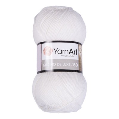 Пряжа YarnArt Merino De Luxe/50 50% шерсть/50% акрил, 100гр №501 Белый 116996 - фото 31298
