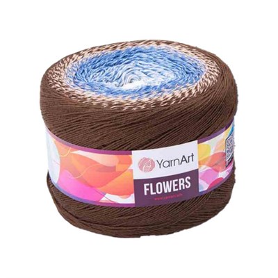 Пряжа YarnArt Flowers 55% хлопок/45% полиакрил 250гр №320 коричневый/синий 117195 - фото 31847