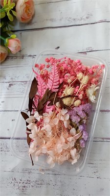 Сухоцветы д/творчества и декора "цветочки" розовый/сиреневый/персиковый 118090 - фото 32683