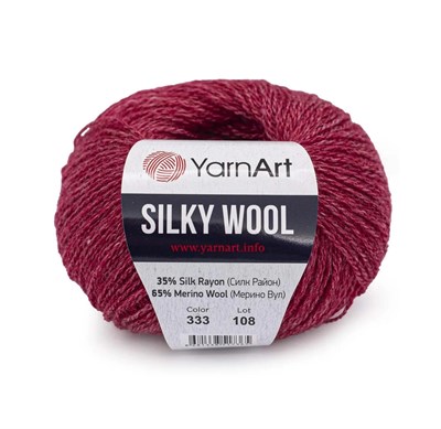 Пряжа YarnArt Silky wool 35% шелк/65% шерсть 25гр №333 Тёмно-красный 118677 - фото 33488