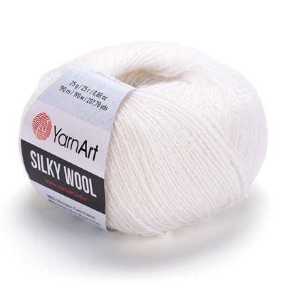 Пряжа YarnArt Silky wool 35% шелк/65% шерсть 25гр №347 Белый 118678 - фото 33489