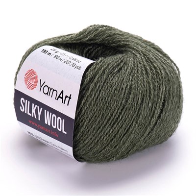Пряжа YarnArt Silky wool 35% шелк/65% шерсть 25гр №346 Хаки 118682 - фото 33493