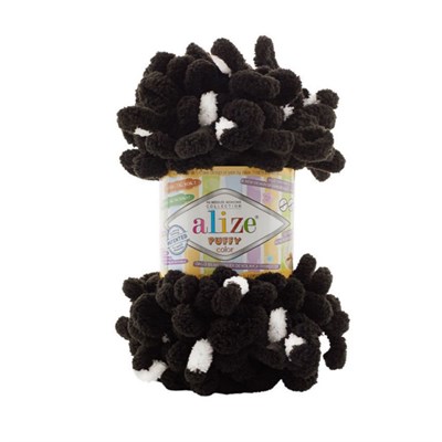Пряжа Alize Puffy Color 100% Микрополиэстер 100гр №6543 белый/черный 118933 - фото 33893